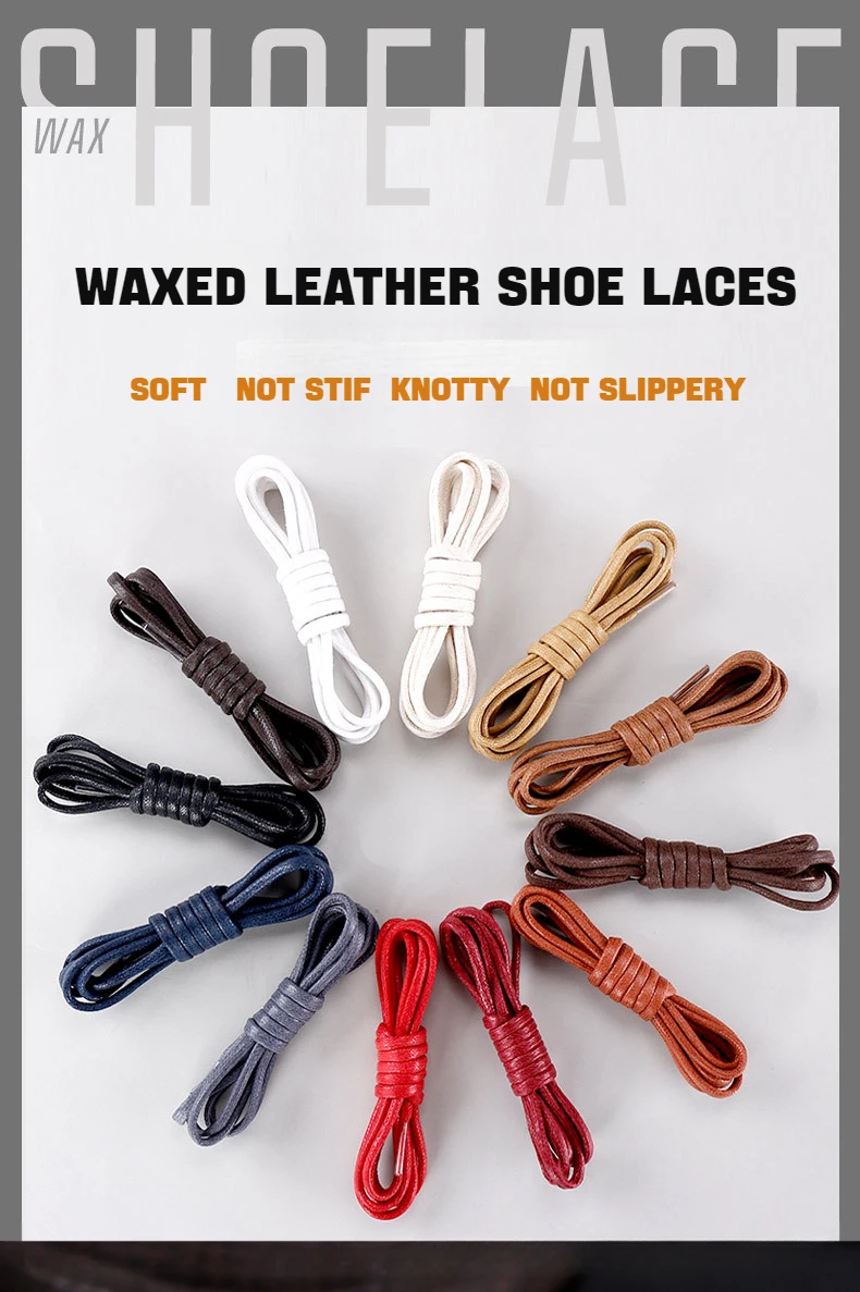 Cotton Waxed Shoelaces Round Rope Shoe laces Boots Laces for Shoes Waterproof Leather Shoelace 60/80/100/120/140/180cm 1Pair