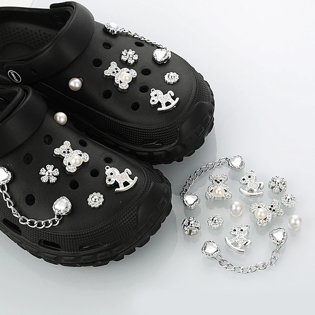Combination Series DIY Shoe Charms for Crocs, Pearl Shoe Chains & Shoe Decorations (50PCS) Shoe Accessory Set