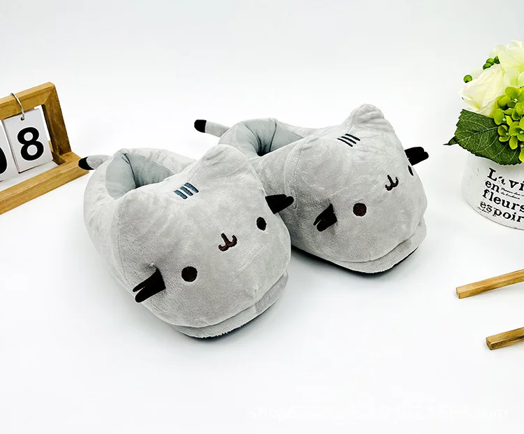 Cute Slippers Cartoon Cat Slippers Indoor Home Warmth Fall & Winter Plush Cotton Shoes Cotton Slippers for Men