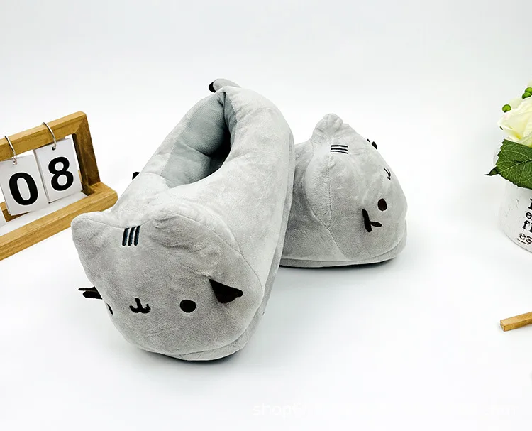 Cute Slippers Cartoon Cat Slippers Indoor Home Warmth Fall & Winter Plush Cotton Shoes Cotton Slippers for Men