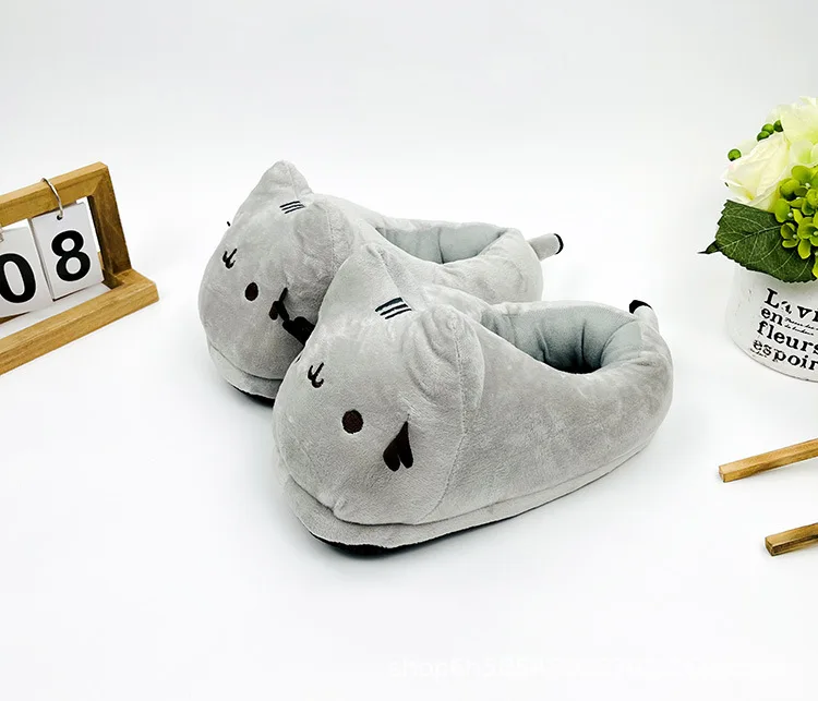 Cute Slippers Cartoon Cat Slippers Indoor Home Warmth Fall & Winter Plush Cotton Shoes Cotton Slippers for Men