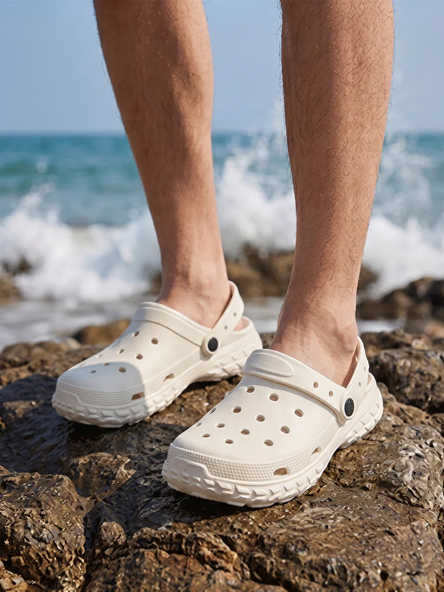 Tzldn Men Women Clogs Thick Sole Non-slip Beach Slippers Outdoor Ventilation Garden Shoes EVA Anti-slip Home Slides