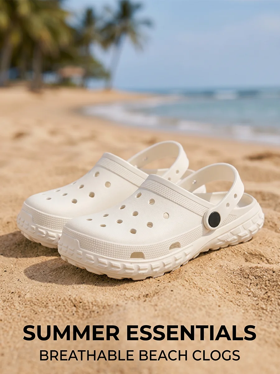 Tzldn Men Women Clogs Thick Sole Non-slip Beach Slippers Outdoor Ventilation Garden Shoes EVA Anti-slip Home Slides