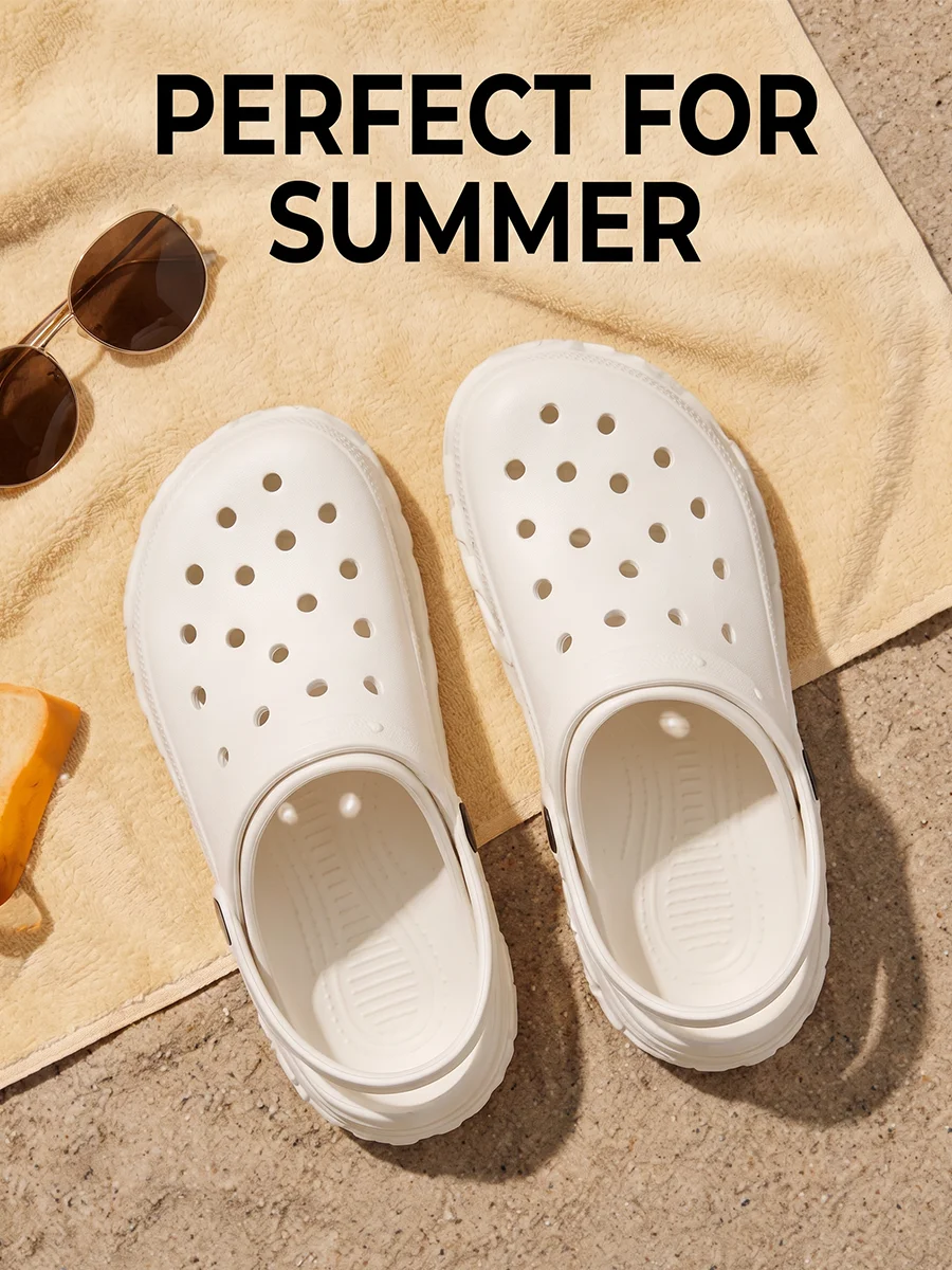Tzldn Men Women Clogs Thick Sole Non-slip Beach Slippers Outdoor Ventilation Garden Shoes EVA Anti-slip Home Slides