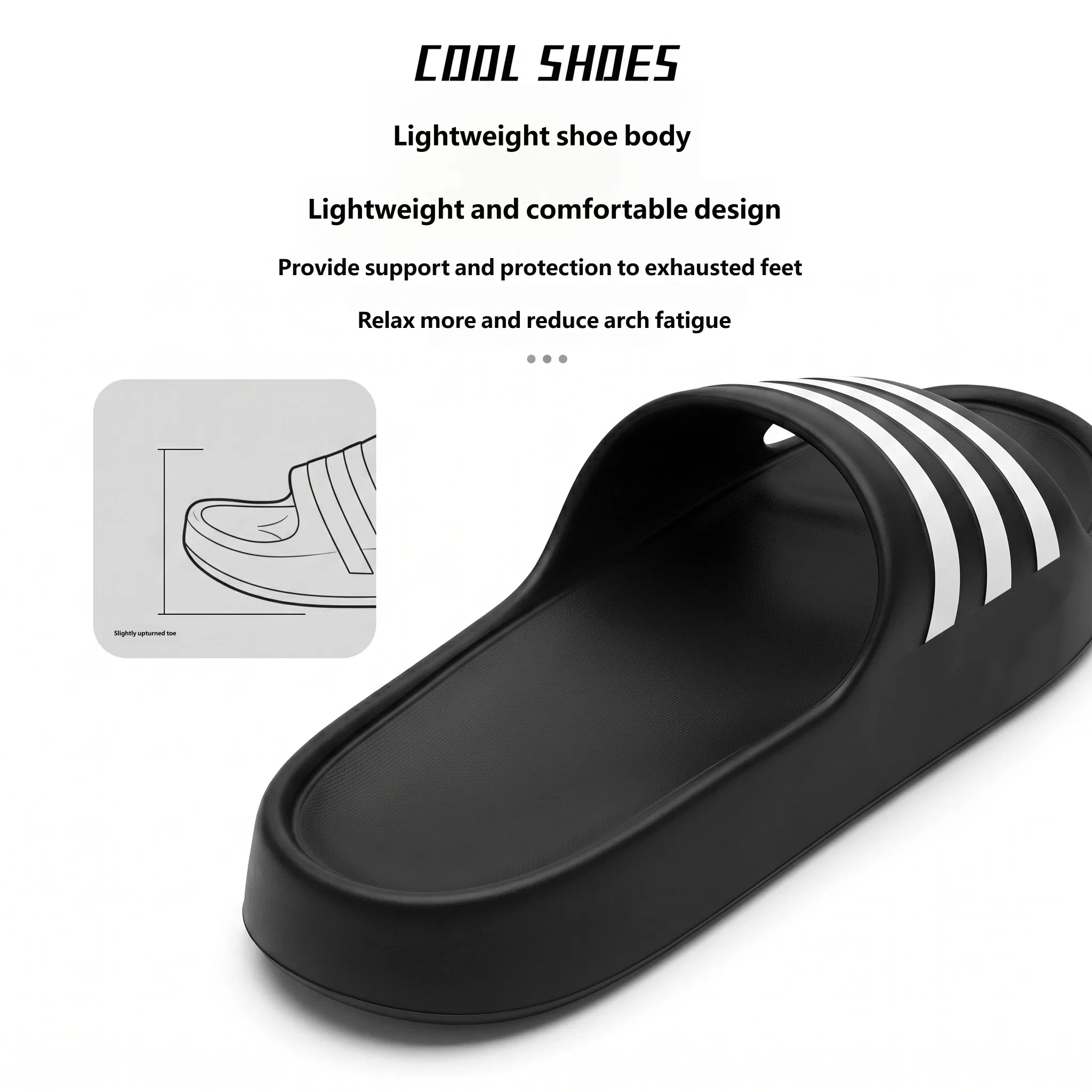 Men Striped EVA Slides Summer Non Slip Slippers Soft Cushion Open Toe Sandals Indoor Home Outdoor Beach Casual Shoes
