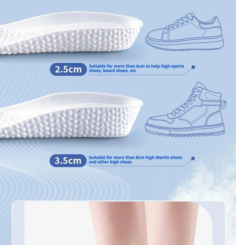New Height Increase Insoles Men's and Women's Sports Shock Absorbing Insole Breathable Comfort Shoe Pads 2Pcs/4Pcs