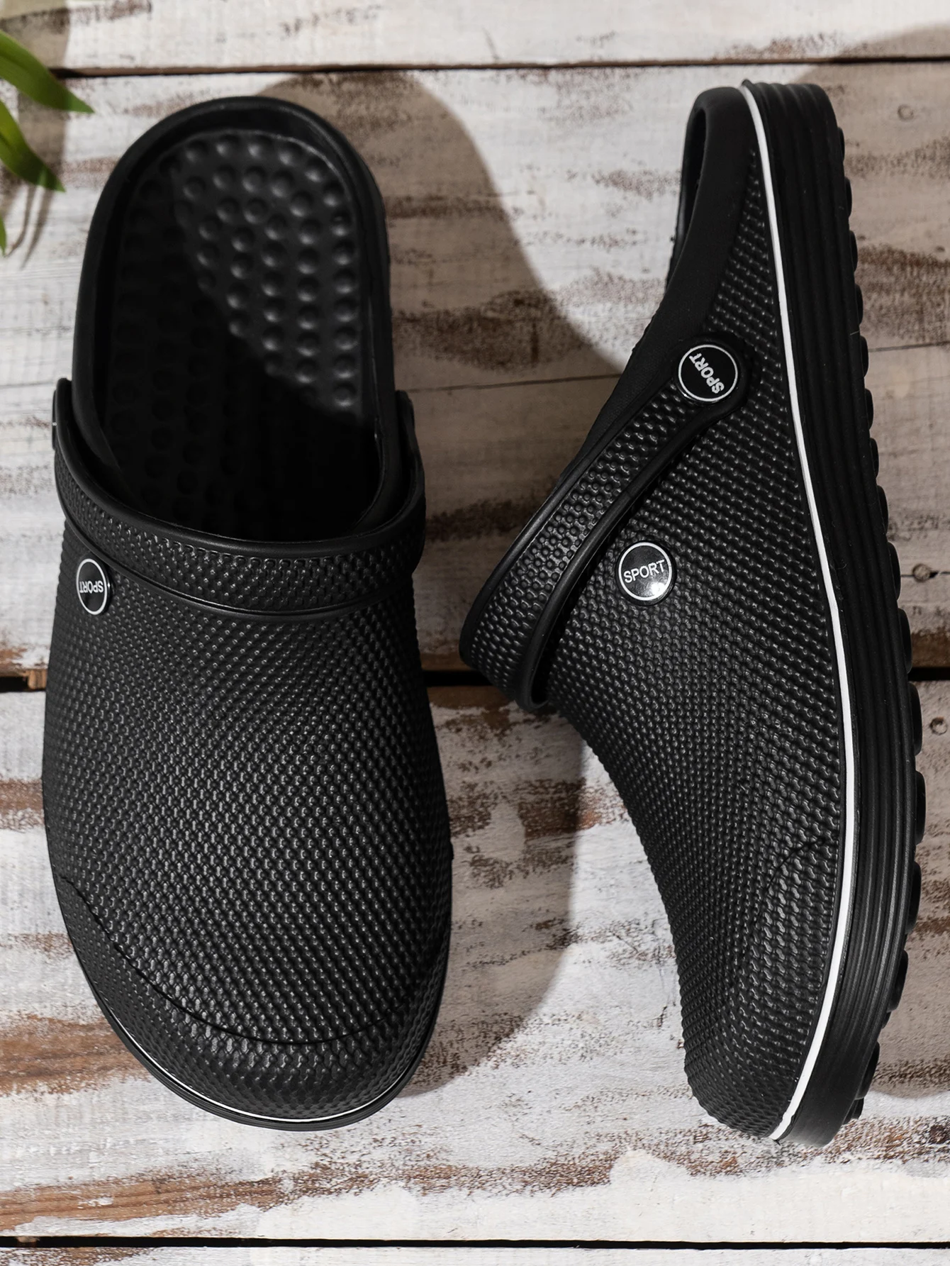 Men's All-Season Casual Simple Everyday Solid Color Eva One-Piece Flat Slip-On Closed-Toe Half-Mule Anti-Kick Anti-Splash Fishing Shoes Beach Shoes
