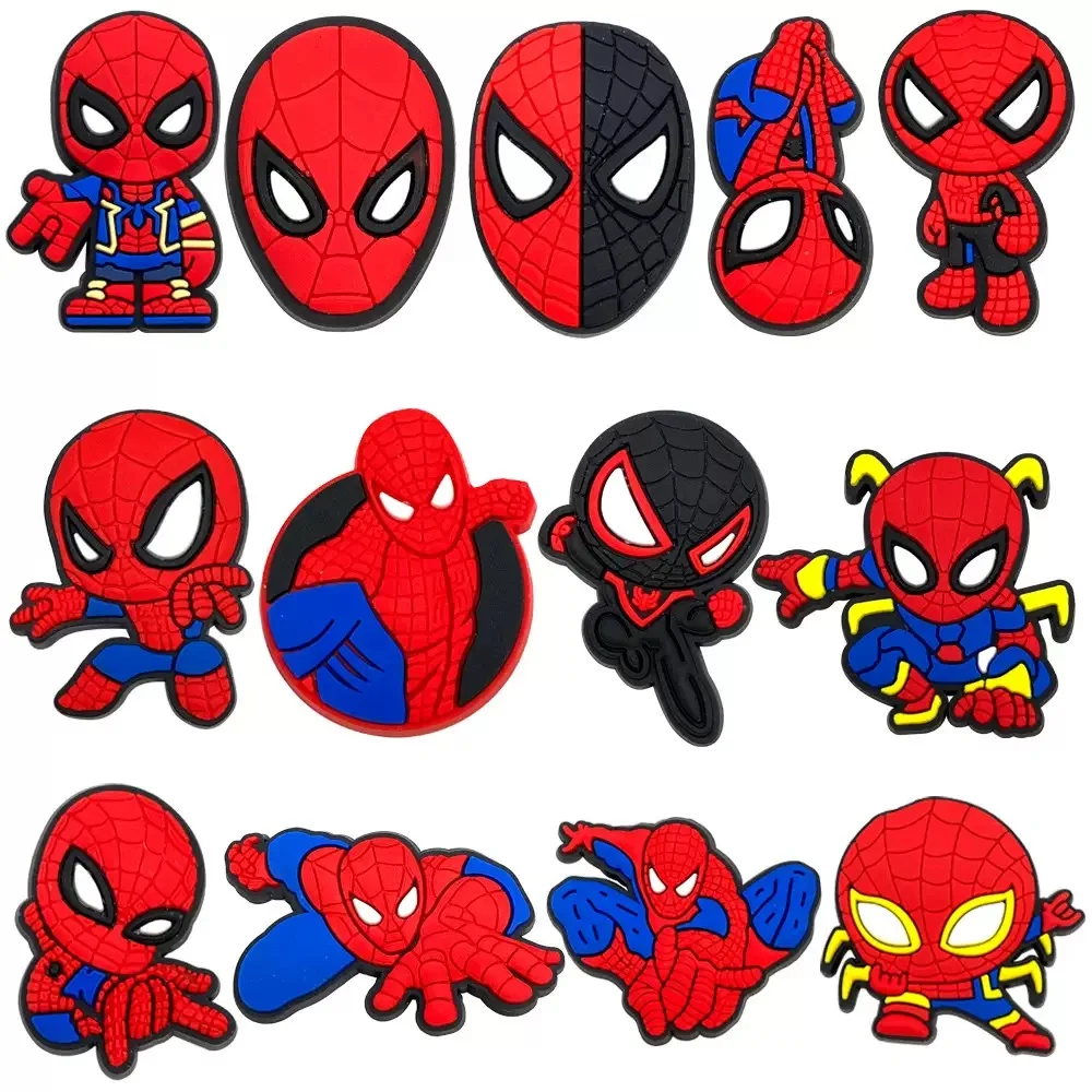 13-45Pcs Cartoon superhero Shoe Charms for Crocs, Clogs Bubble Slides Shoe Accessories DIY Shoe Decoration Buckle Party Gifts