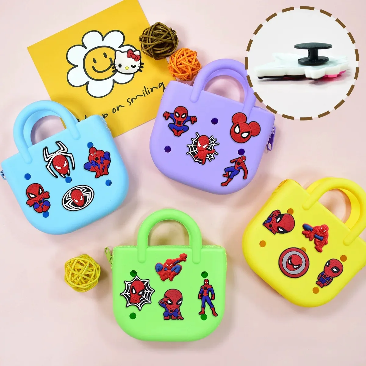 13-45Pcs Cartoon superhero Shoe Charms for Crocs, Clogs Bubble Slides Shoe Accessories DIY Shoe Decoration Buckle Party Gifts
