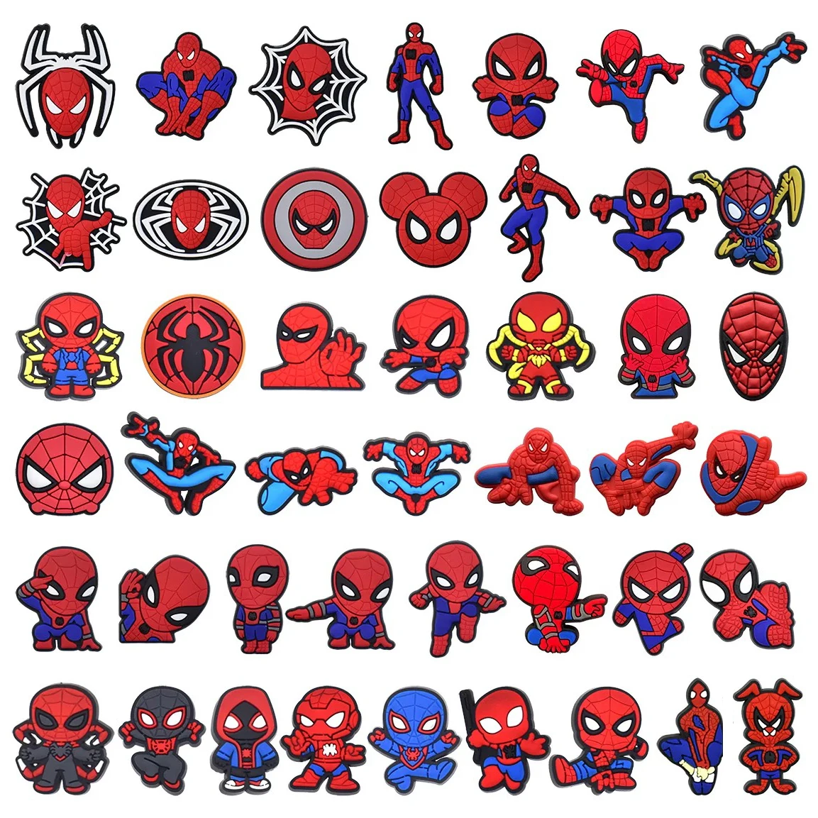13-45Pcs Cartoon superhero Shoe Charms for Crocs, Clogs Bubble Slides Shoe Accessories DIY Shoe Decoration Buckle Party Gifts