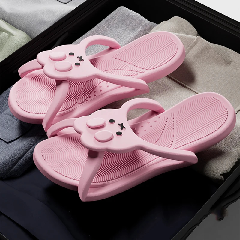 Lightweight Travel Folding Eva Slippers Women 2026 Summer Non Slip Home Bathroom Slides Woman Comfortable Soft Sole Couple Shoes