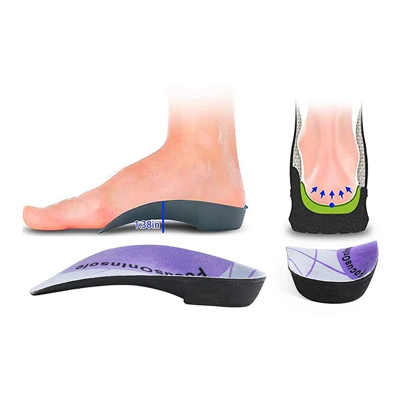 Rooruns Orthopedic Insoles Fasciitis Plantar Arch Support,Heel Spur Pain Relief Insoles for Walking Running Sports