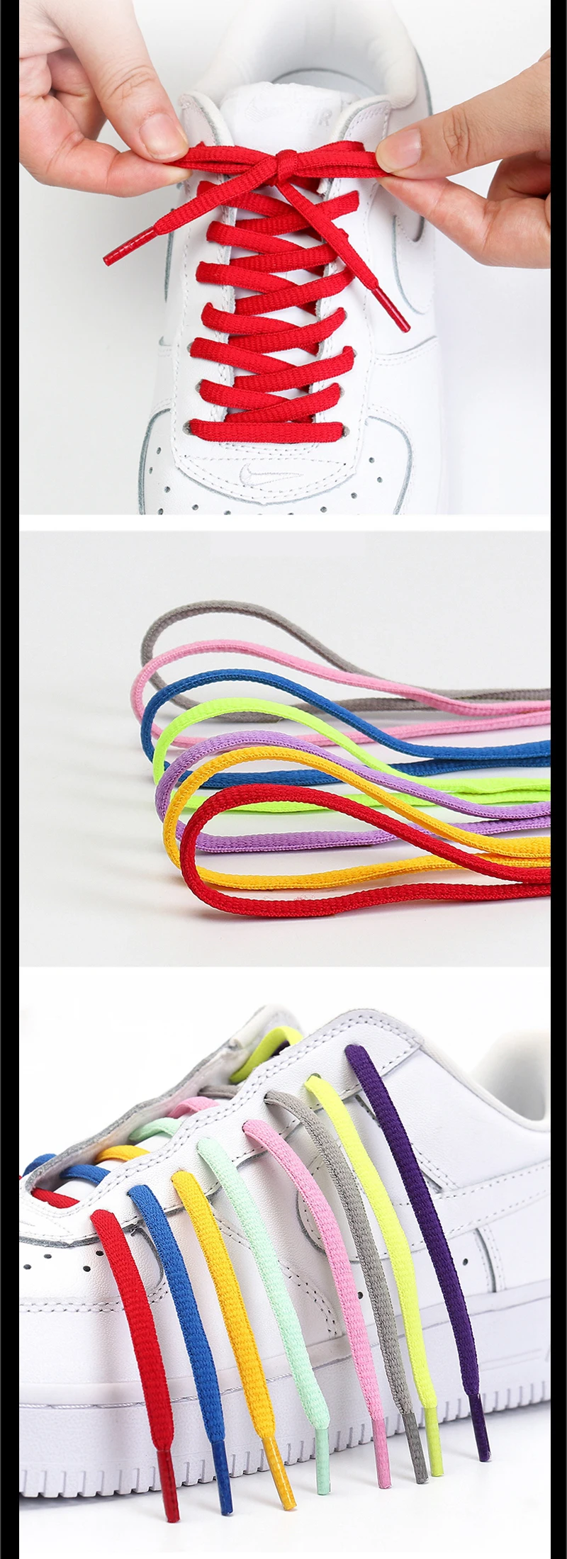 Men's And Women's Sports Shoelaces Color Flat Semicircular Shoelace Suitable For All Shoes Round Laces 23 Colors 1 Pair