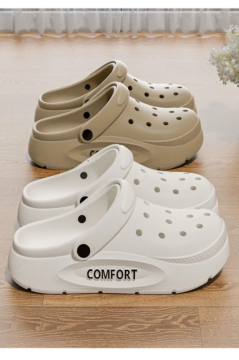 2026 New Couple Outdoor Casual Beach Sandals EVA Material Fashionable Large Size Slippers women's Two-Use Hole Hole Sandals