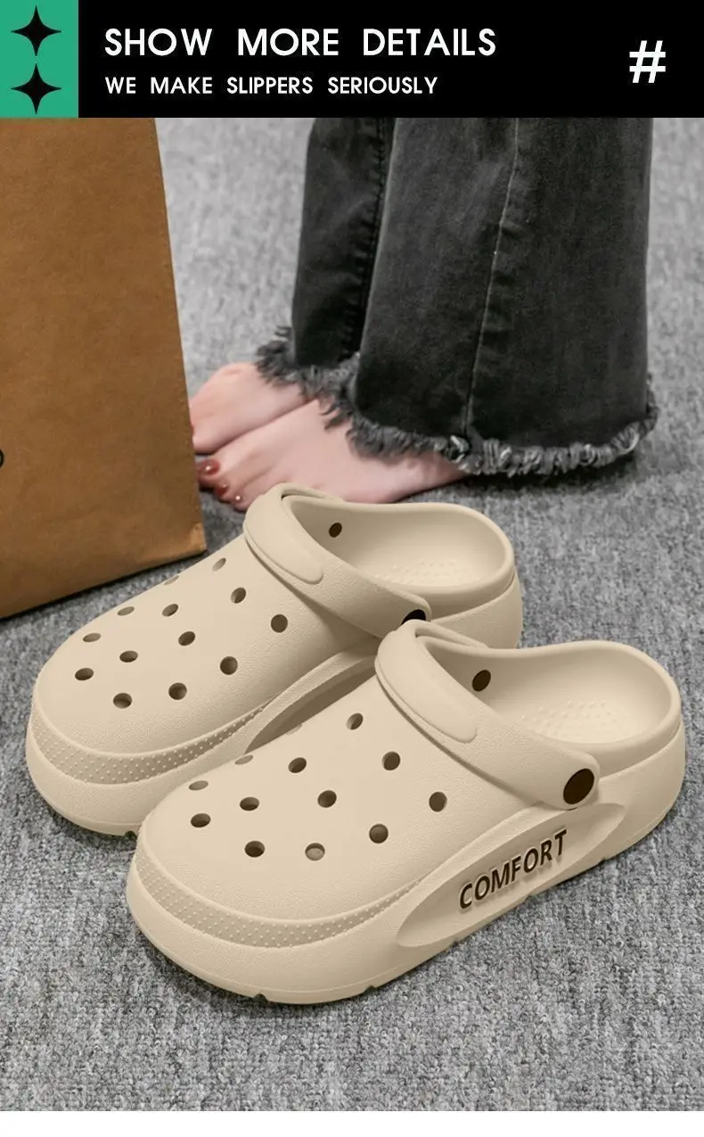 2026 New Couple Outdoor Casual Beach Sandals EVA Material Fashionable Large Size Slippers women's Two-Use Hole Hole Sandals