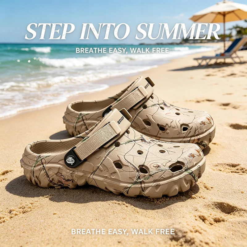 Summer Men Sandals Home Garden Shoes Comfortable Lightweight EVA Slippers Non-Slip Soft Bottom Indoor Flip Flop Outdoor Clogs