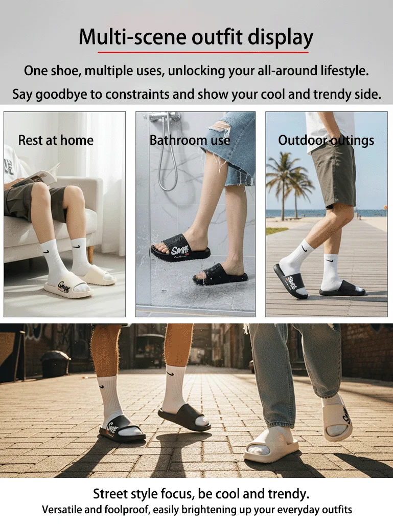 Four-Season Men's Fashion Slippers, Simple Casual Soft Perforated Bathroom Slippers, Suitable for Bathroom, Swimming, Indoor Use