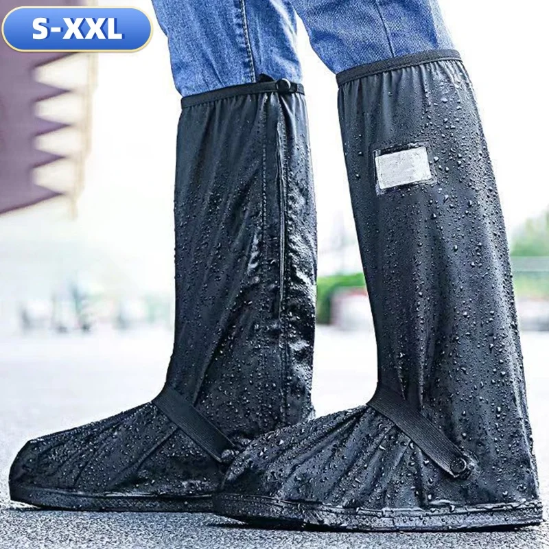 Reusable Anti-Slip Oxford Waterproof Shoes Cover Water Boots Cycling Hiking Overshoes Rain Snow Wet Sand Shoes Protectors S-XXL