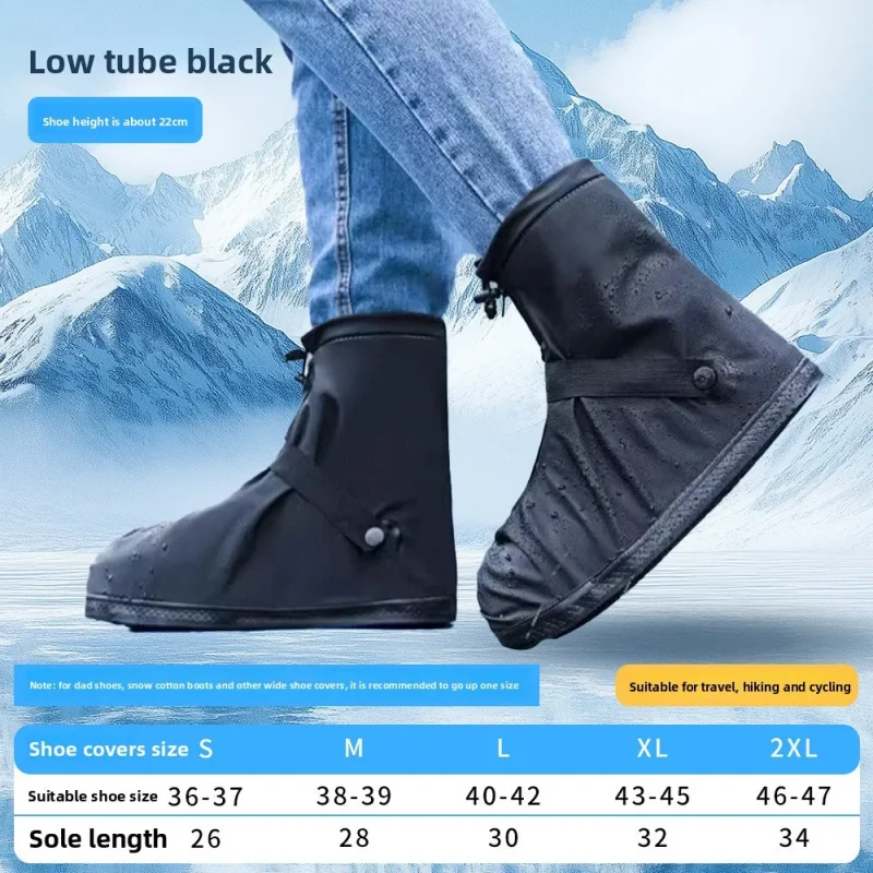 Reusable Anti-Slip Oxford Waterproof Shoes Cover Water Boots Cycling Hiking Overshoes Rain Snow Wet Sand Shoes Protectors S-XXL
