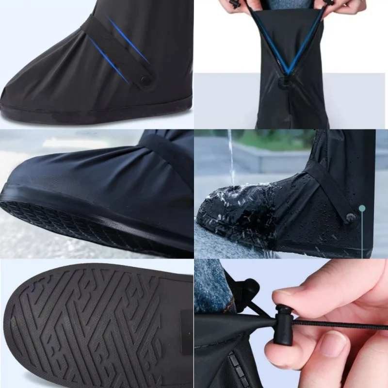 Reusable Anti-Slip Oxford Waterproof Shoes Cover Water Boots Cycling Hiking Overshoes Rain Snow Wet Sand Shoes Protectors S-XXL