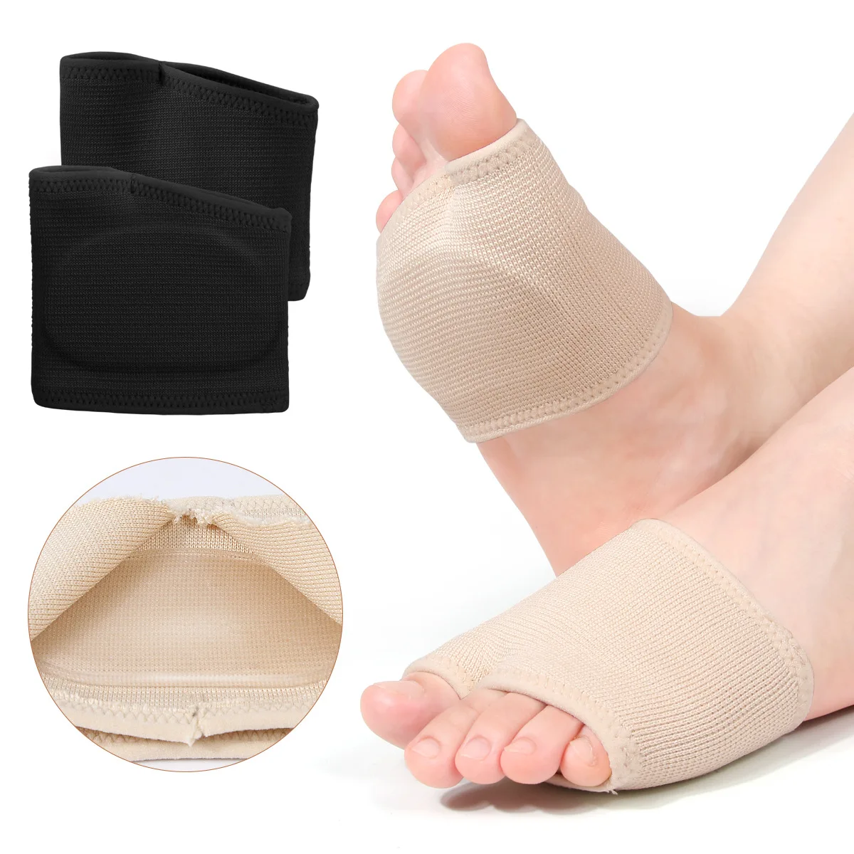 Silicone Forefoot Cushion Pads, Unisex Thickened Metatarsal Pads, Foot Care Protectors & Toe Separators