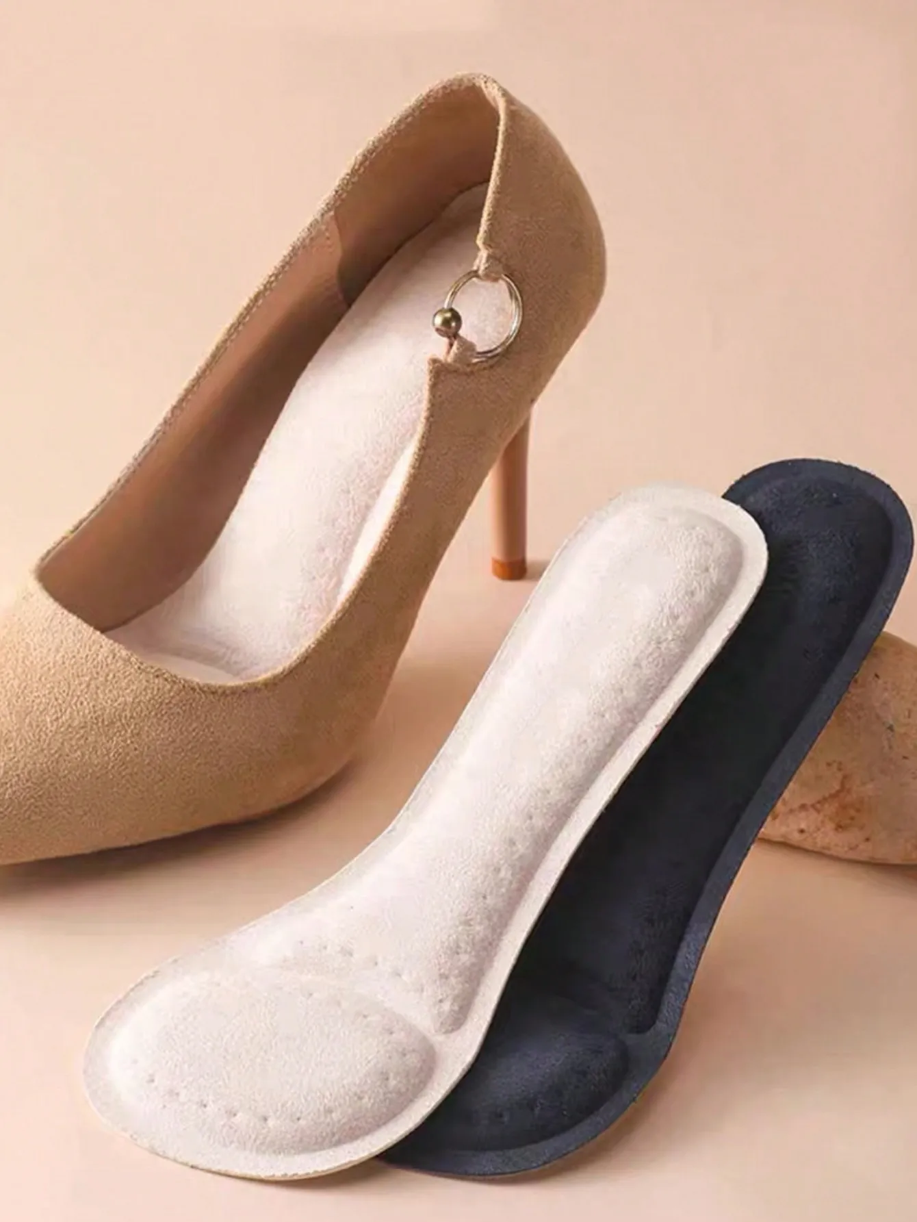 1 Pair Women’s Anti-Slip Shock-Absorbing Insoles | Soft Self-Adhesive Shoe Cushions with Odor Control for High Heels, Pumps
