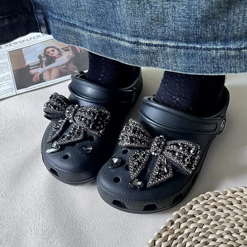 Fashion Elegant Bow Shoes Charms Faux Diamond DIY Fashion Accessories Suitable for Hole Shoes, Sandals Holidays Party Gifts
