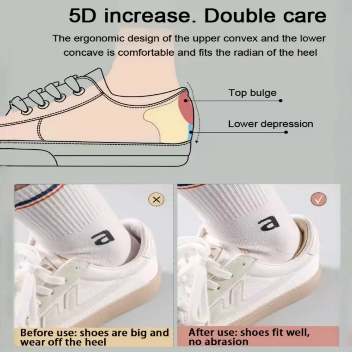 8pcs Heel Protector for Shoes Heel Stickers Inserts Insoles Anti Pain Sneakers Heel Pads Pain Relief Feet Pad Shoe Size Reducer