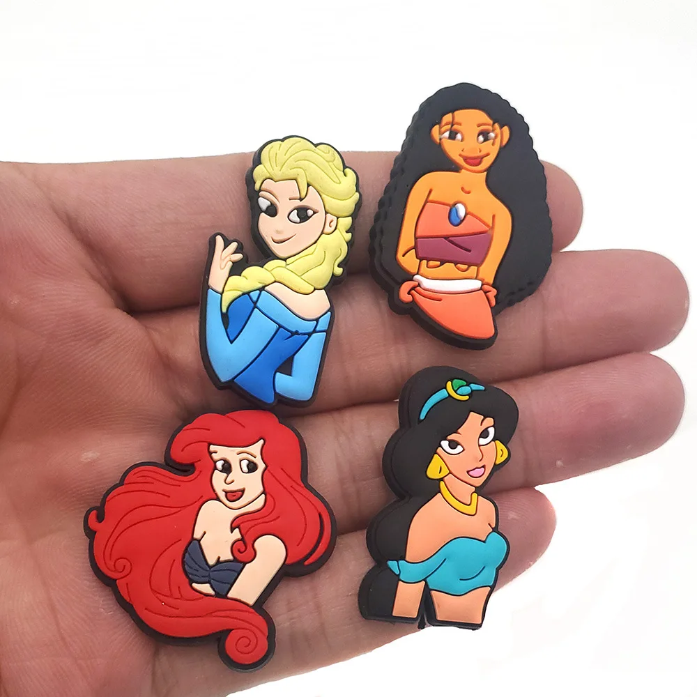 1/15pcs New Popular Cute Cartoon Princess Character PVC Shoe Charms For Slides Sandals DIY Clog Decor Little Girls Birthday