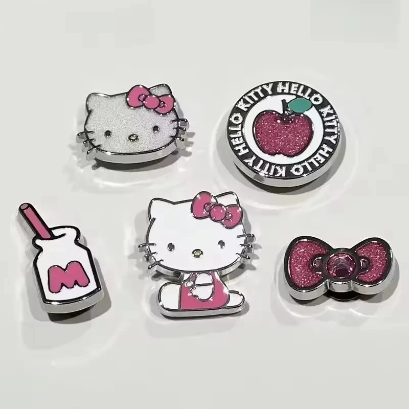 [5pcs Kitty Charms] Cute Kitty Cat Alloy Shoes Charms Cartoon Removable Accessories Shoe Flower Shoe Buckle Accessories Set