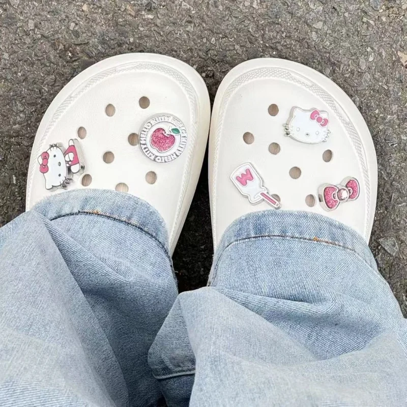 [5pcs Kitty Charms] Cute Kitty Cat Alloy Shoes Charms Cartoon Removable Accessories Shoe Flower Shoe Buckle Accessories Set