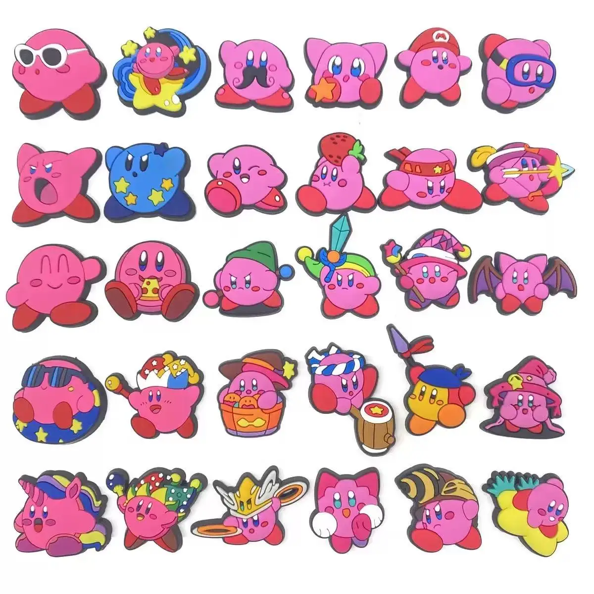 10/20/30pcs Kirby Pink Cartoon Shoe Charms PVC Decorations for Slides Clogs Sandals Girls Party Gift Buckle Accessories