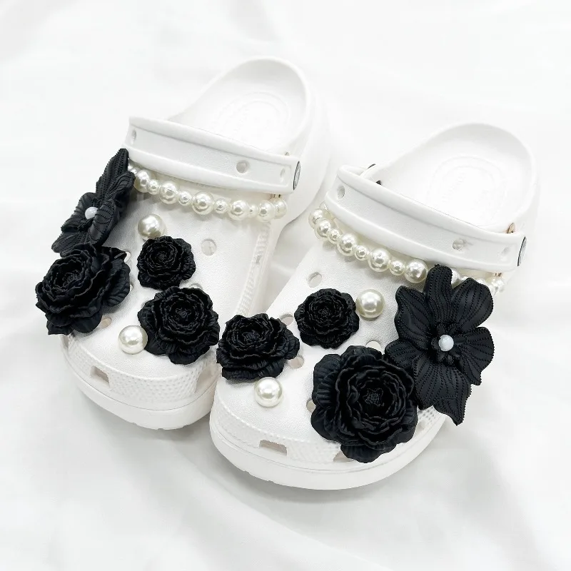 Cute Shoe Charms Set DIY Flower Hole Shoe Buckle Shoes Accessories 3D Flower Bouquet Bone White Hole Shoe Decorations For Women