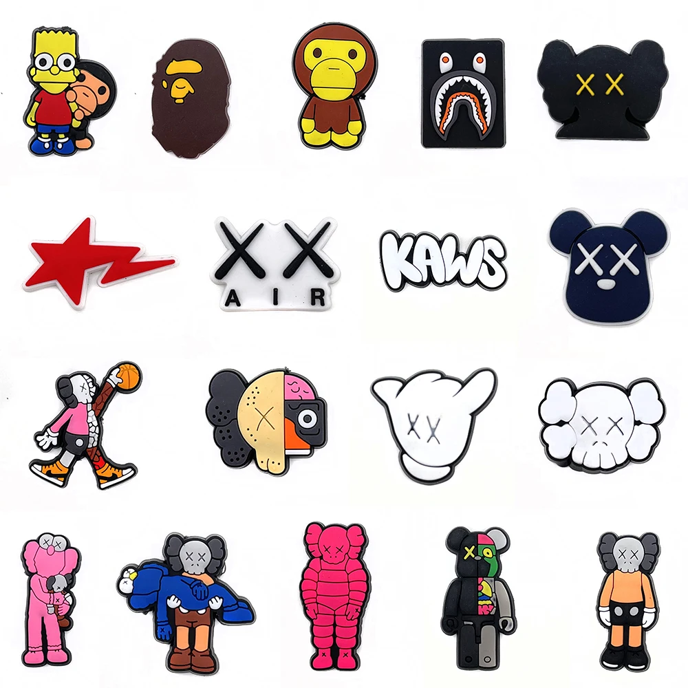 Hot sales 1-18pcs Hot Toys Cartoon Series PVC Shoe Accessories DIY Creativity Detachable Sandal Wristbands Party Decorations