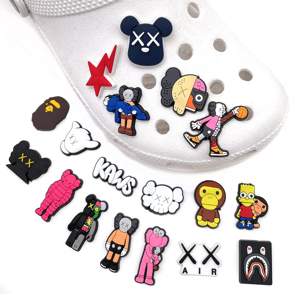 Hot sales 1-18pcs Hot Toys Cartoon Series PVC Shoe Accessories DIY Creativity Detachable Sandal Wristbands Party Decorations