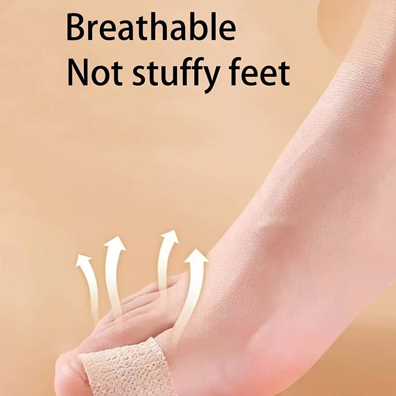 5 Rolls of Self-Adhesive Toe Protectors——Elastic Fabric, Prevents Friction from High Heels and Shoes, Breathable and Portable, Suitable for Outdoor, Sports, Travel, Office, and Home Use
