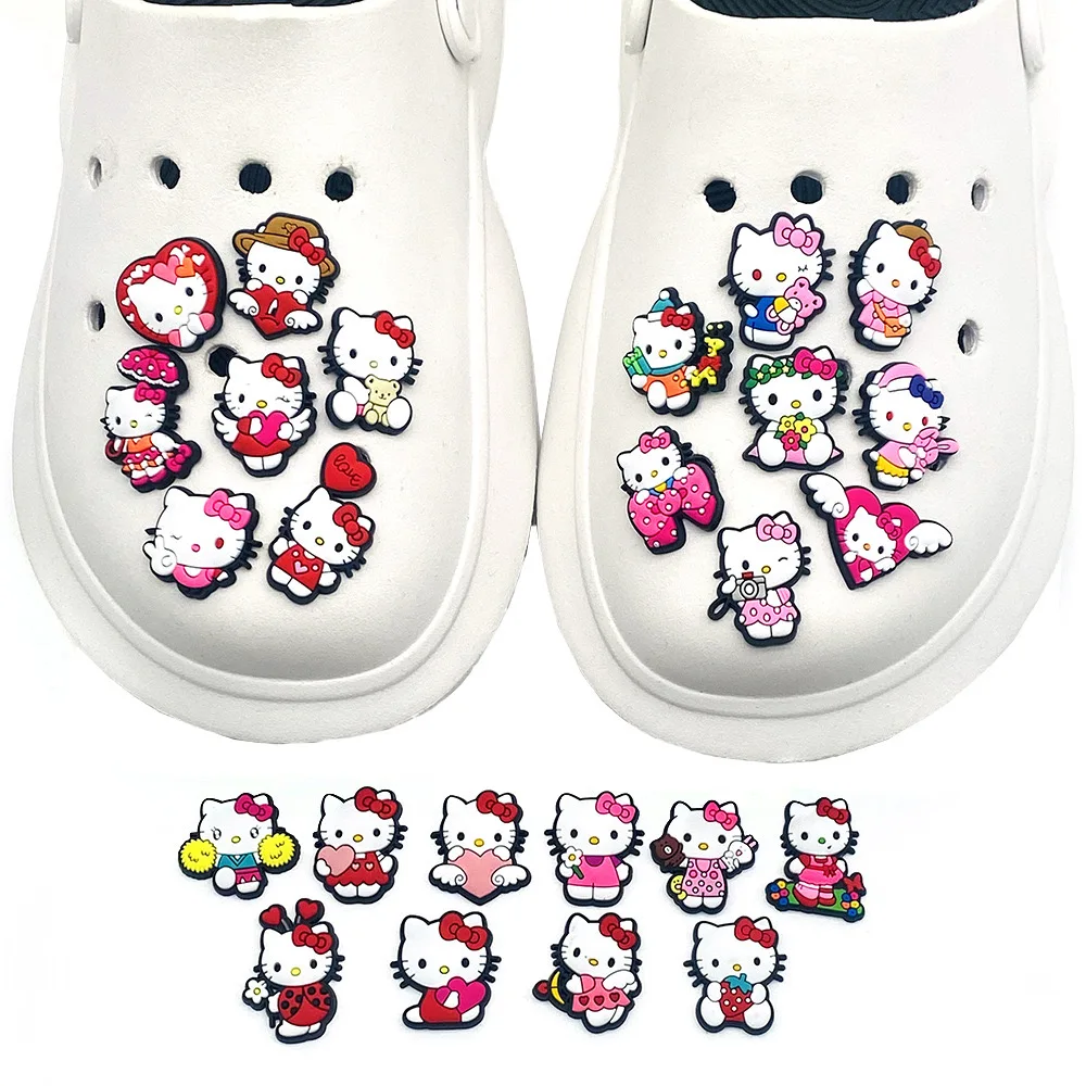10-35Pcs Sanrio Hello Kitty Shoe Charms PVC Cartoon Clog Sandals Garden Shoe Accessorie Decorations Buckle for Holiday Gifts