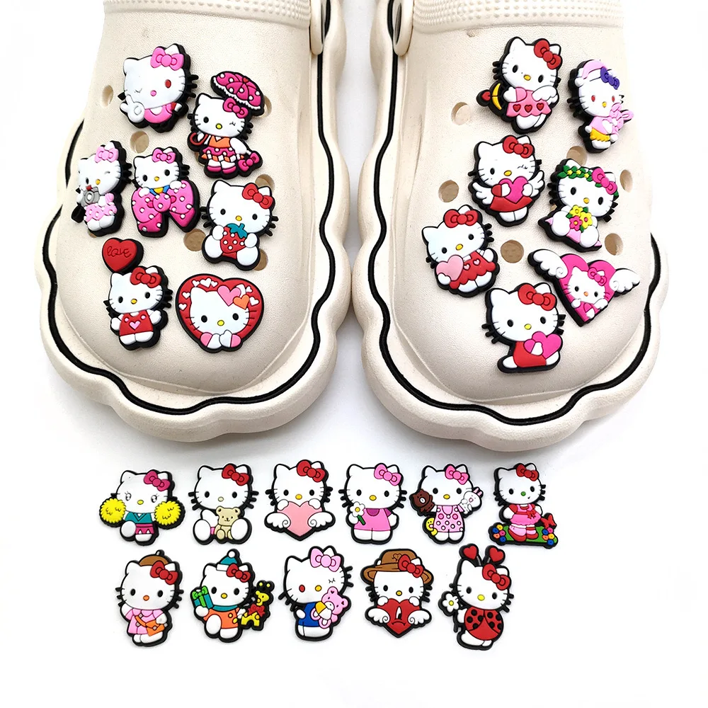 10-35Pcs Sanrio Hello Kitty Shoe Charms PVC Cartoon Clog Sandals Garden Shoe Accessorie Decorations Buckle for Holiday Gifts