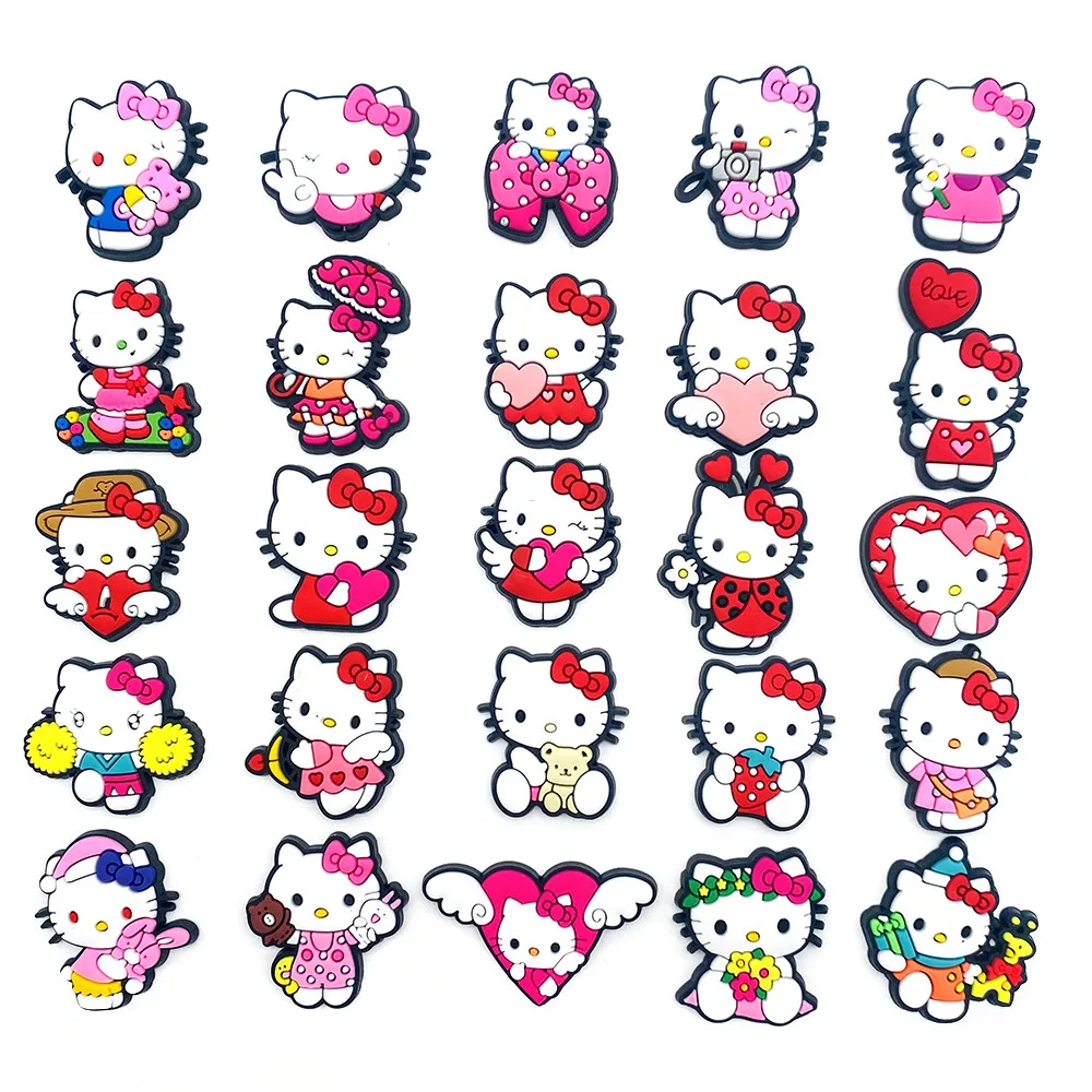 10-35Pcs Sanrio Hello Kitty Shoe Charms PVC Cartoon Clog Sandals Garden Shoe Accessorie Decorations Buckle for Holiday Gifts