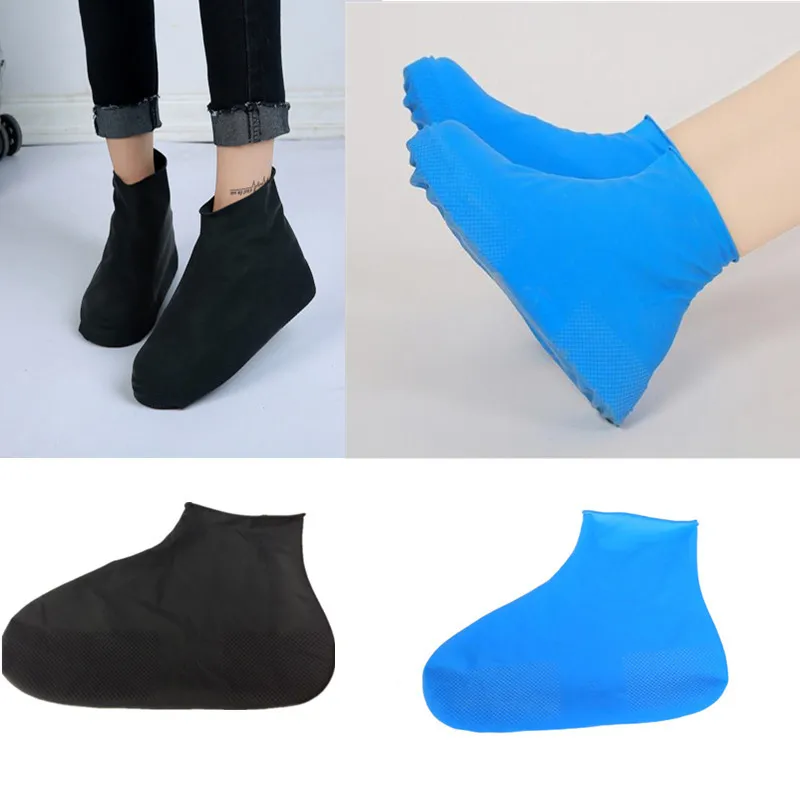 Elastic Waterproof Shoe Cover Outdoor Rain Boots Silicone Anti Slip Rain Shoe Cover PVC Portable Mid Thickened Latex Shoe Cover