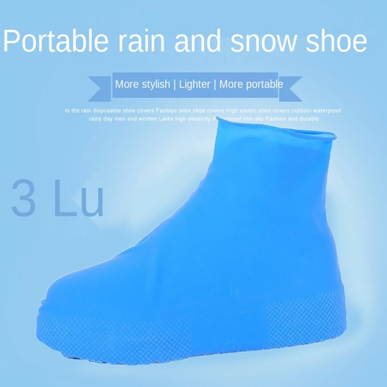 Elastic Waterproof Shoe Cover Outdoor Rain Boots Silicone Anti Slip Rain Shoe Cover PVC Portable Mid Thickened Latex Shoe Cover