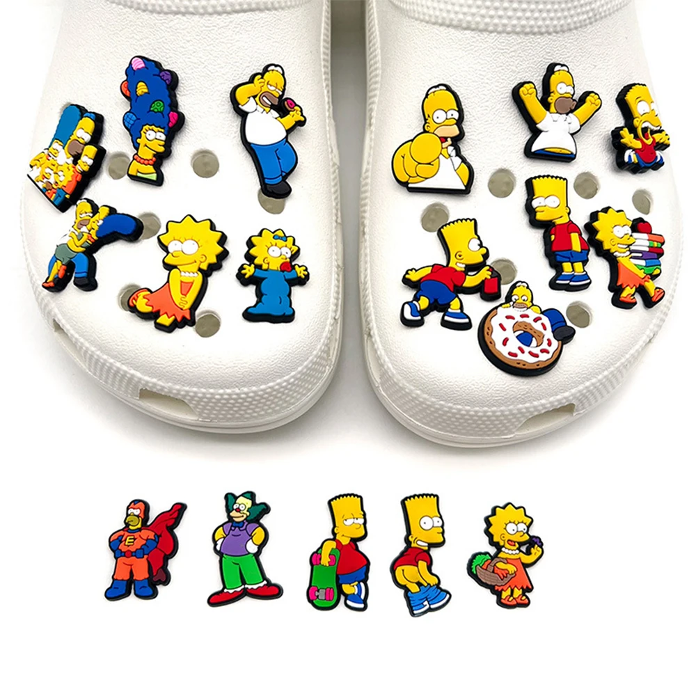 1-100pcs Cartoon Wacky Simpson Anime Series PVC Shoe Charms Accessories DIY Creativity Sandal Wristbands Party Decorations