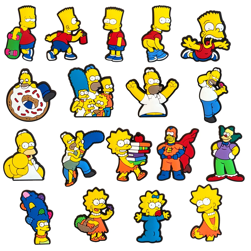 1-100pcs Cartoon Wacky Simpson Anime Series PVC Shoe Charms Accessories DIY Creativity Sandal Wristbands Party Decorations