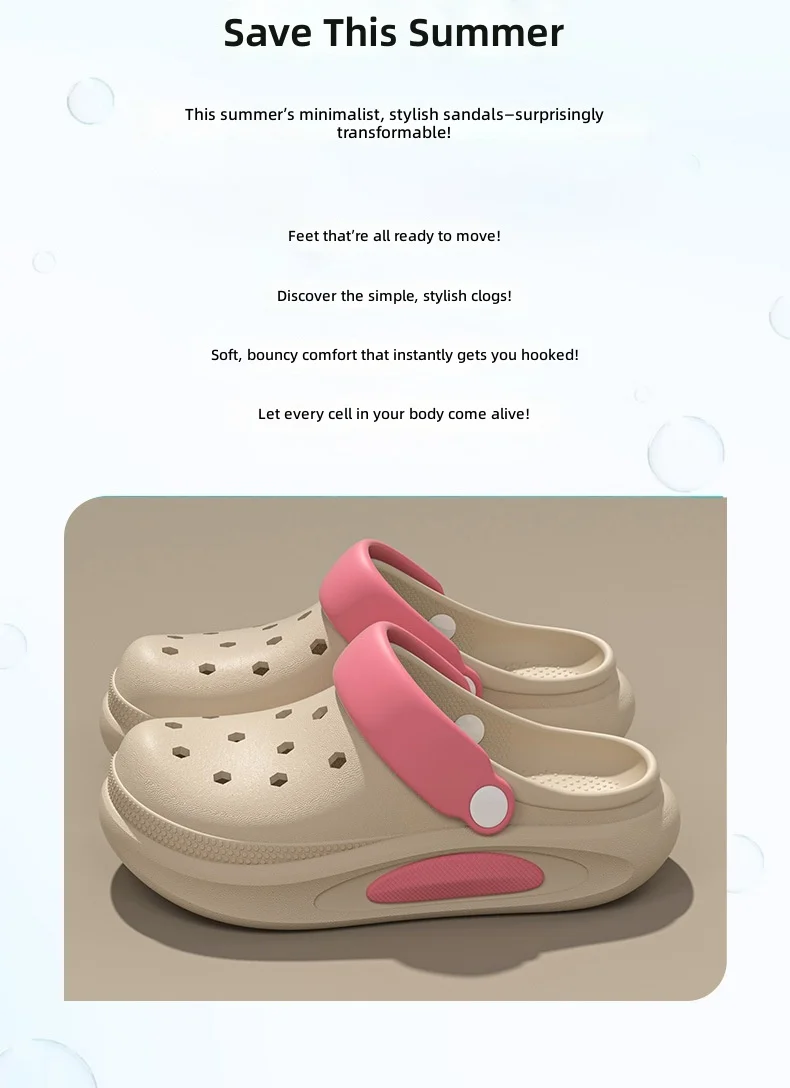 Summer Clogs Women Cute 3D Charms Garden Sandals Lightweight Soft EVA Beach Slippers Outdoor Non Slip Fashion Thick Sole Shoes