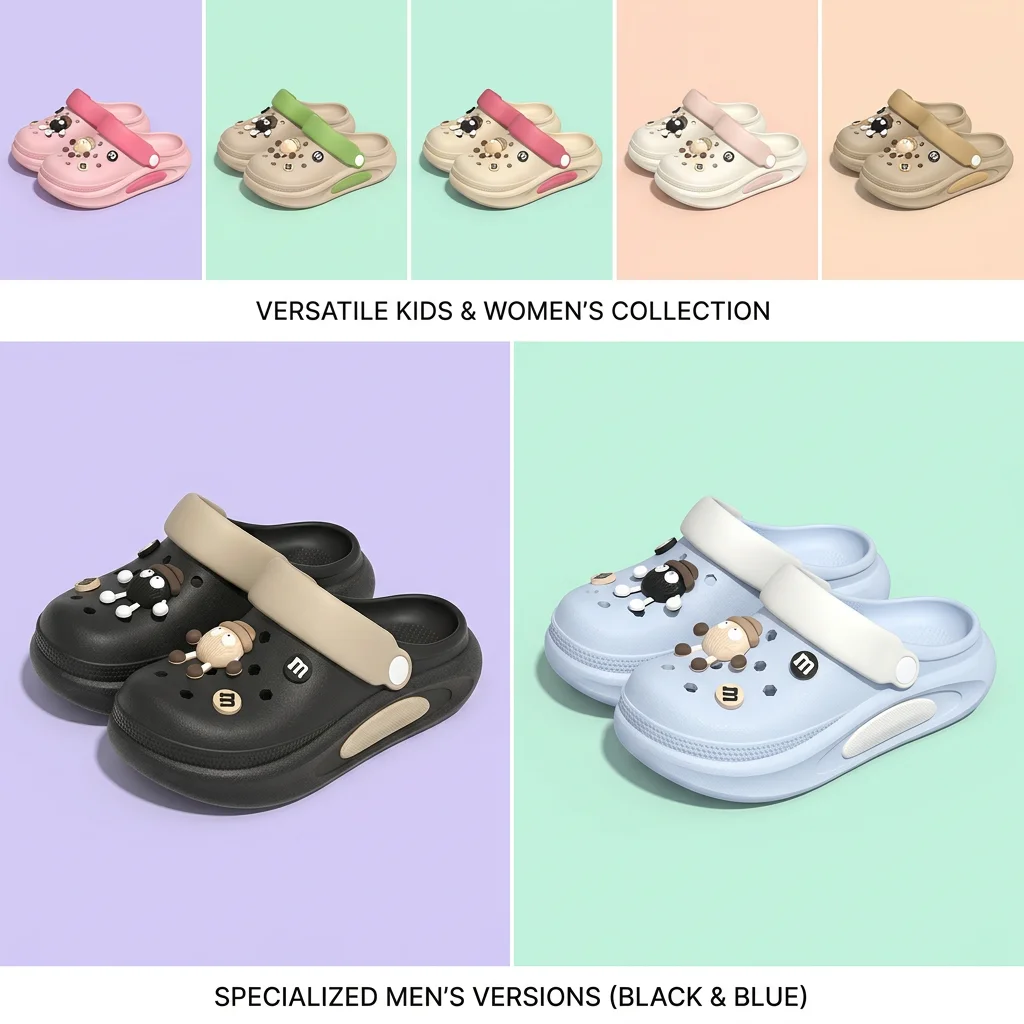 Summer Clogs Women Cute 3D Charms Garden Sandals Lightweight Soft EVA Beach Slippers Outdoor Non Slip Fashion Thick Sole Shoes