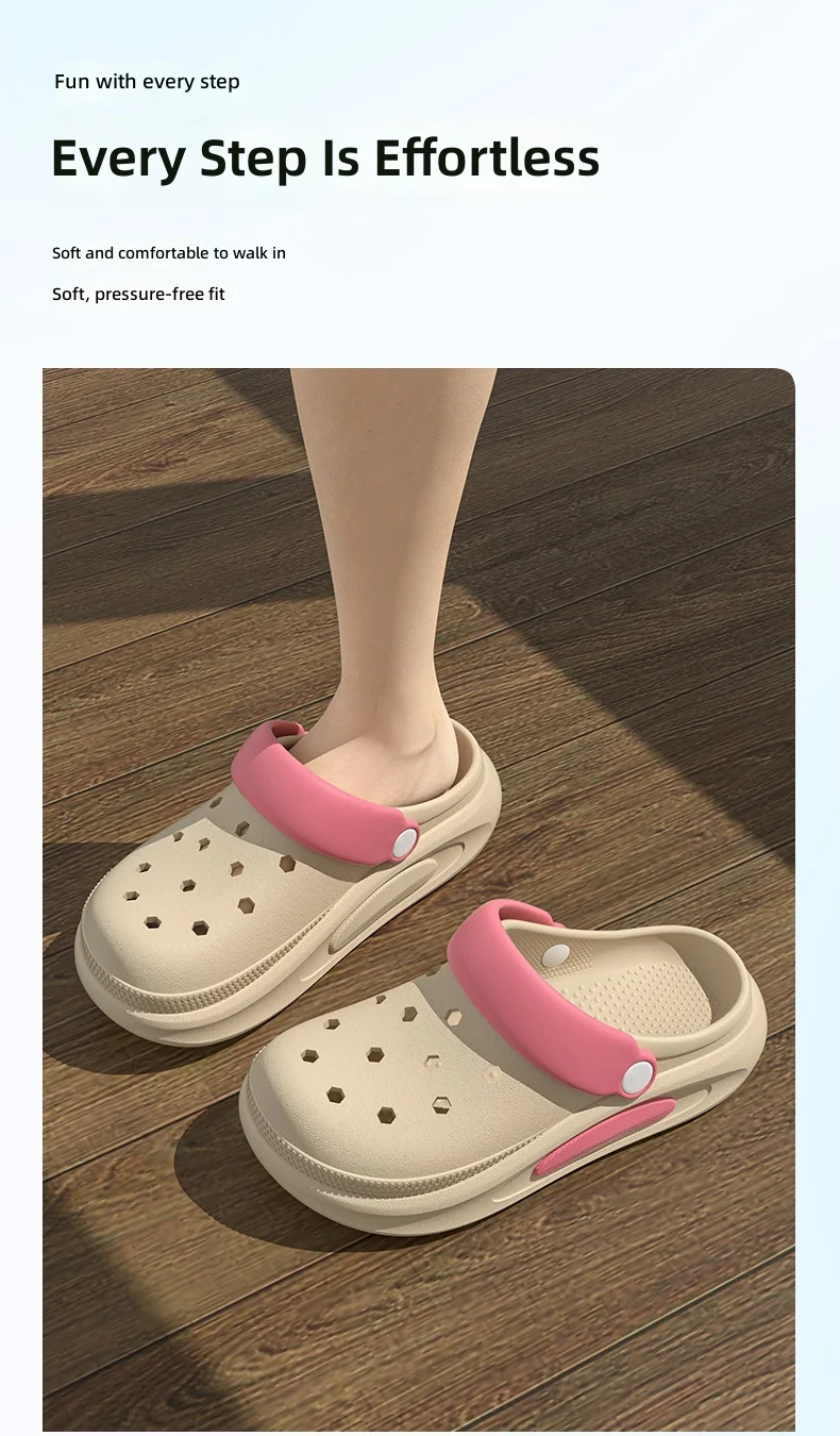 Summer Clogs Women Cute 3D Charms Garden Sandals Lightweight Soft EVA Beach Slippers Outdoor Non Slip Fashion Thick Sole Shoes