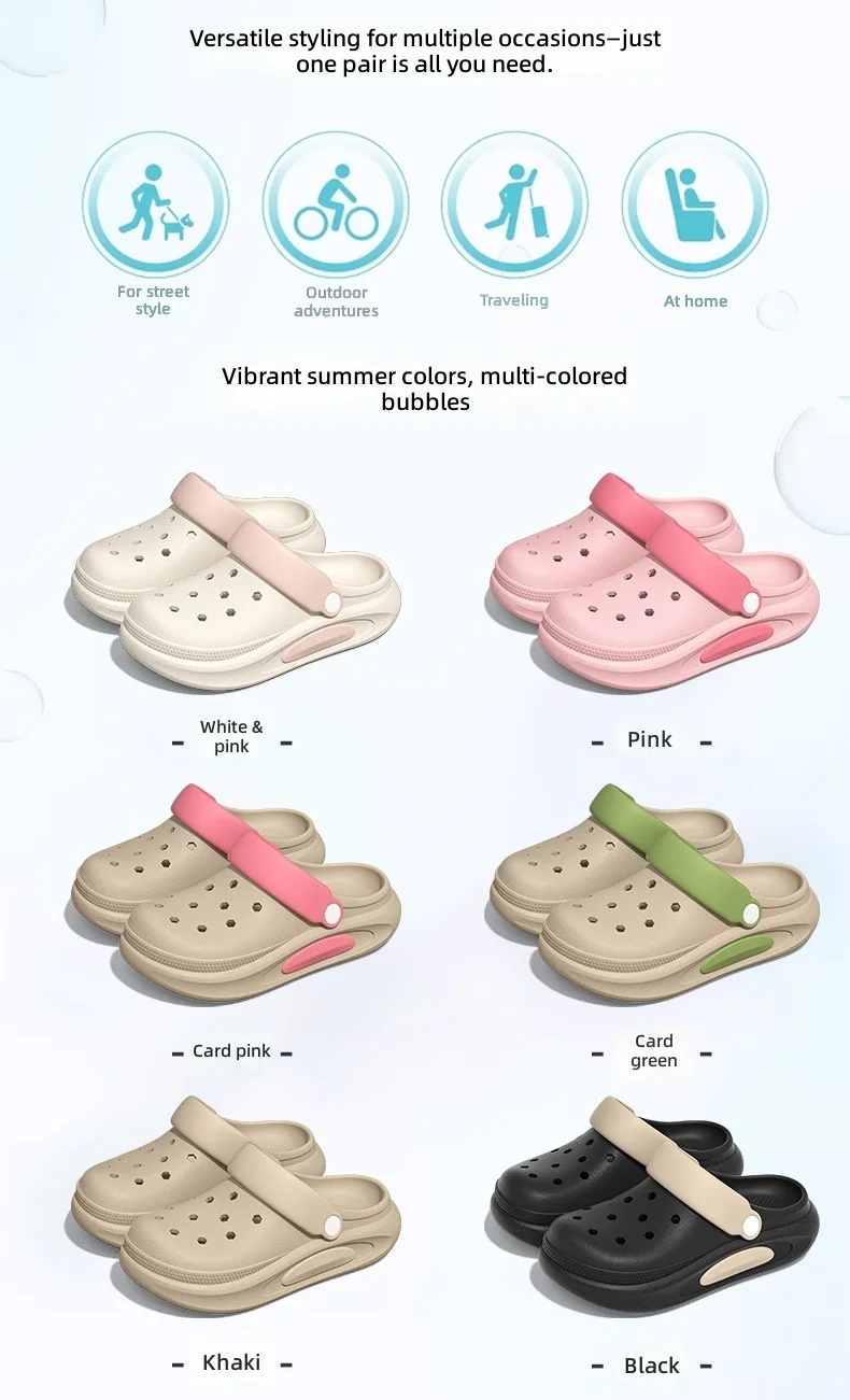 Summer Clogs Women Cute 3D Charms Garden Sandals Lightweight Soft EVA Beach Slippers Outdoor Non Slip Fashion Thick Sole Shoes