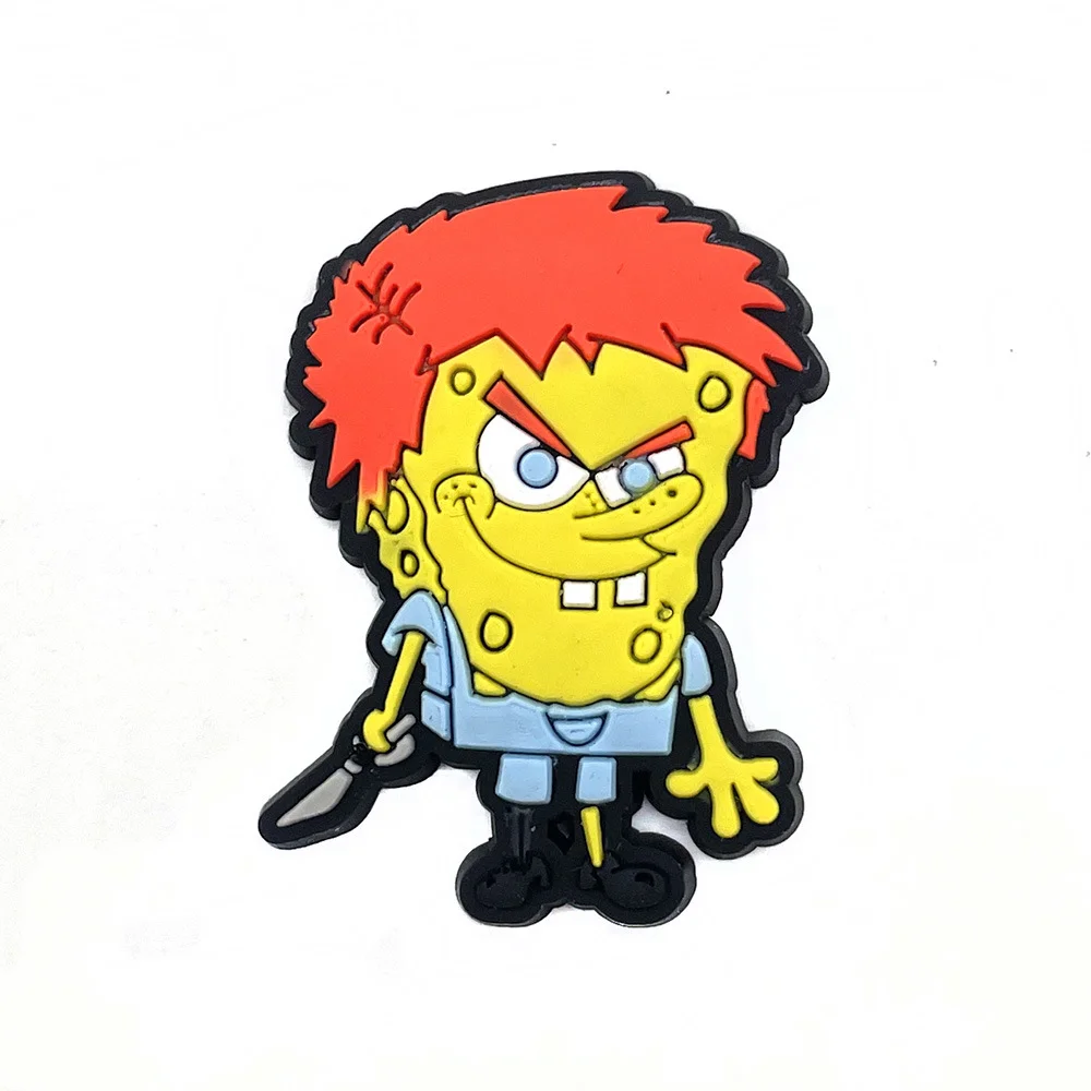 12pcs Potdemiel SpongeBob SquarePants Shoe Charms For Cartoon Clogs Sandals Decoration PVC Anime Shoe Accessories Gift