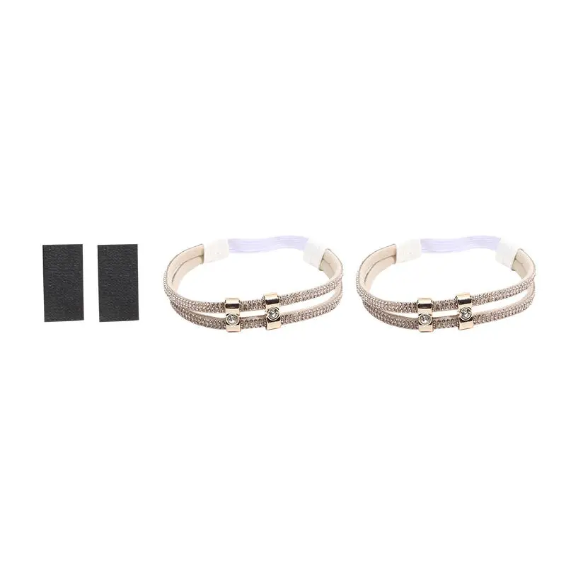 1Pair Rhinestone High Heels Shoes Band Anti-loose Women Diamond Shoelaces Anti-drop Heel Straps Belt Drill Elastic Fixed Belts