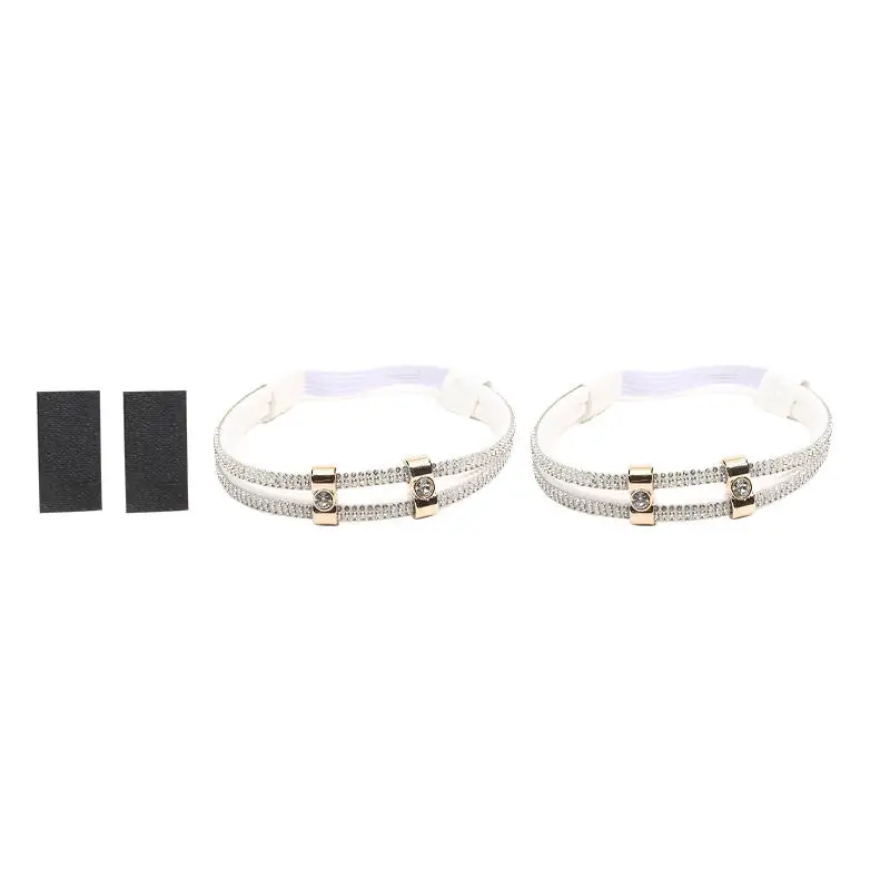 1Pair Rhinestone High Heels Shoes Band Anti-loose Women Diamond Shoelaces Anti-drop Heel Straps Belt Drill Elastic Fixed Belts